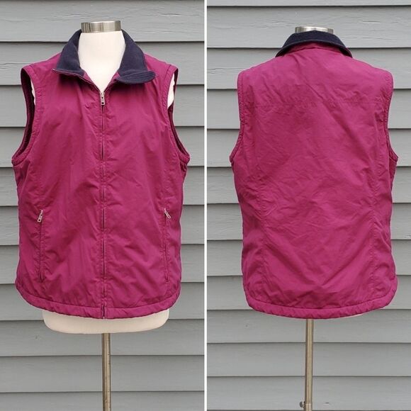 L.L. Bean Jackets & Blazers - L.L.Bean Raspberry Pink Fleece Lined Full Zip Winter Fall Vest Woman's Large Reg